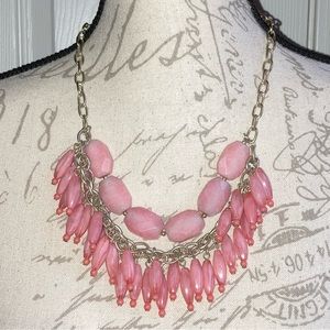 Pink Stone Beaded Chain Necklace Jewelry